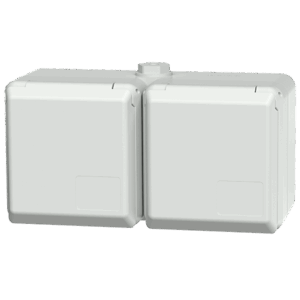 Wall mounted Cepex double receptacle  16 A IP44